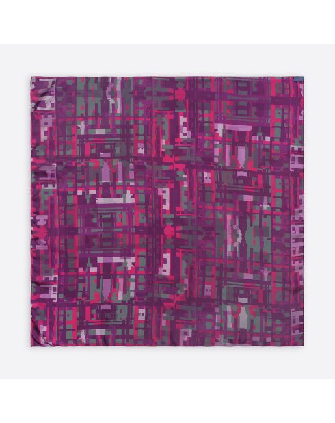 Carré 100% Soie Ariane prune - 90x90 cm