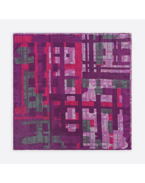 Carré 100% Soie Ariane prune - 90x90 cm