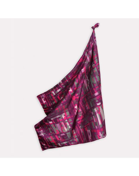 Carré 100% Soie Ariane prune - 90x90 cm