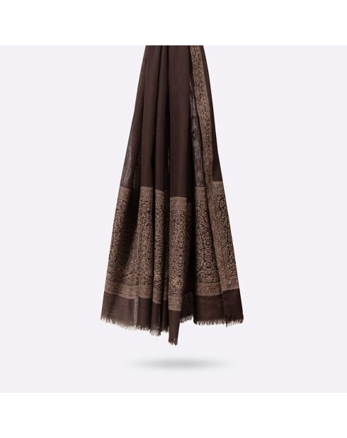 Carré 100% Soie Elisee moka - 130x200  cm