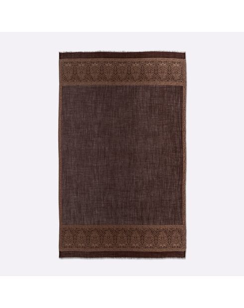 Carré 100% Soie Elisee moka - 130x200  cm