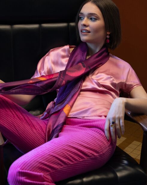 Carré 100% Soie Alice néon - 105x105 cm