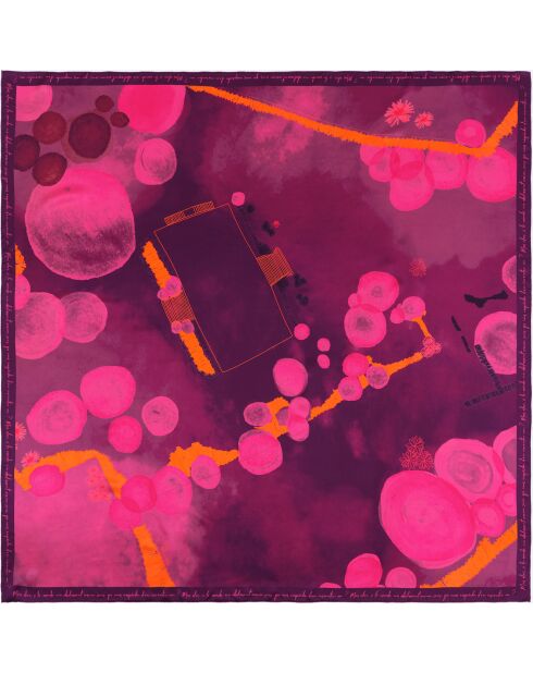 Carré 100% Soie Alice néon - 105x105 cm