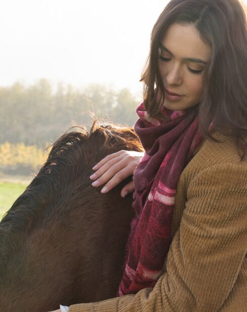 Carré en Laine mélangée Allure fuchsia - 120x120 cm