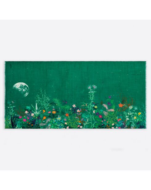 Grande étole en Laine éco-responsable Evy émeraude - 100x200 cm