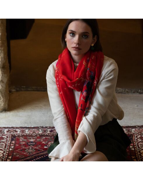 Grande étole en Laine éco-responsable Evy rouge - 100x200 cm