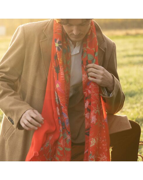 Grande étole en Laine éco-responsable Evy rouge - 100x200 cm