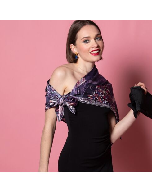 Carré 100% Soie Idylle lilas - 105x105 cm