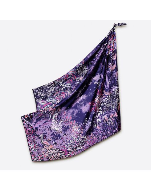 Carré 100% Soie Idylle lilas - 105x105 cm