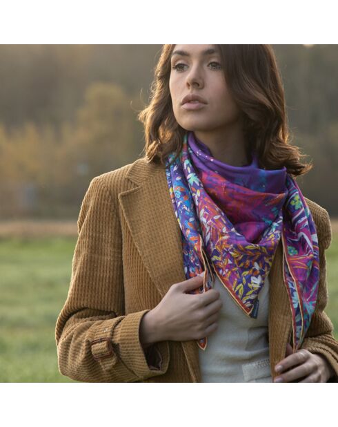 Carré 100% Soie Idylle néon - 105x105 cm