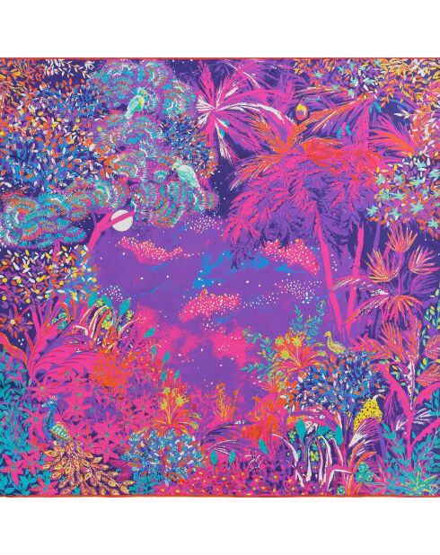 Carré 100% Soie Idylle néon - 105x105 cm