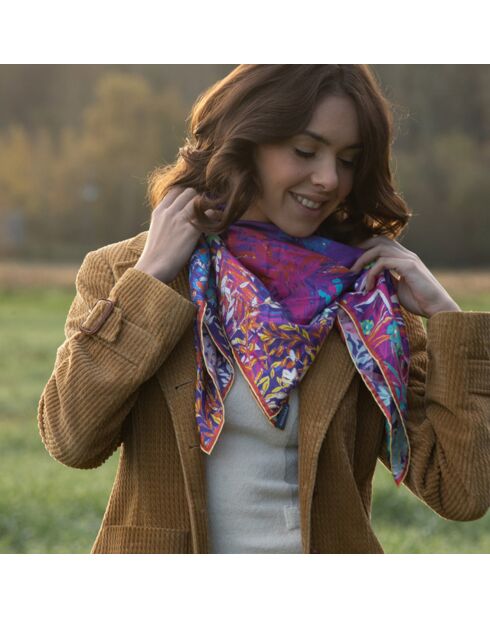 Carré 100% Soie Idylle néon - 105x105 cm