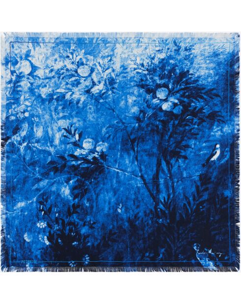 Carré 100% Soie Liv denim - 90x90 cm