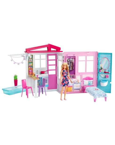 Maison de poupée Barbie avec accessoires et poupée - 3 ans et +