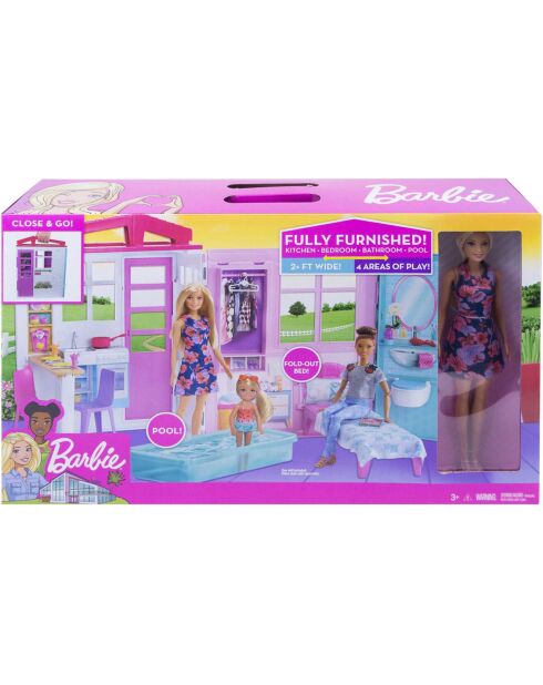 Maison de poupée Barbie avec accessoires et poupée - 3 ans et +