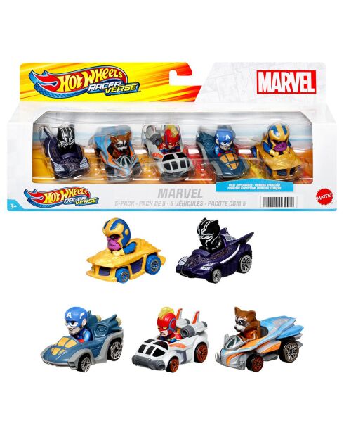Hot Wheels RacerVerse Coffret de 5 voitures - 3 ans et +