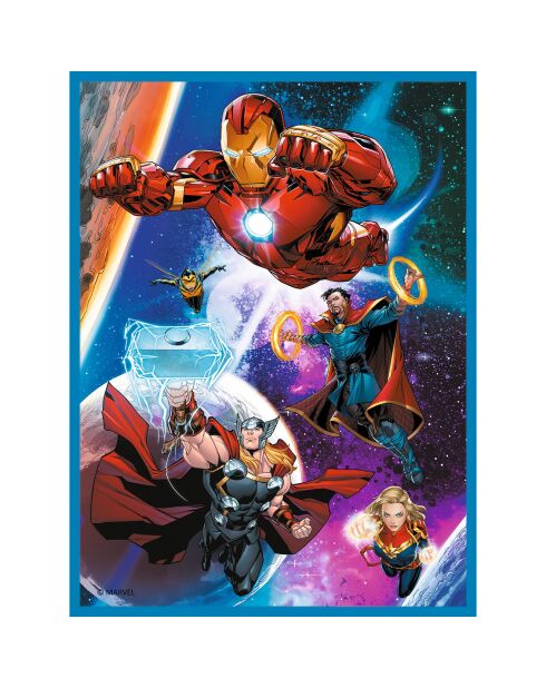2 Puzzles + Mémos Avengers, Les héros à l'action 30 et 48pcs + Mémos 24 cartes - 3 ans et +