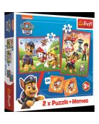 2 Puzzles + Mémos Pat'Patrouille, les chiens à l'action 30 et 48pcs + Mémos 24 cartes - 3 ans et +