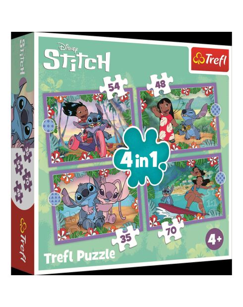 Puzzle 4 en 1 Lilo & Stitch Folle journée - 4 ans et +