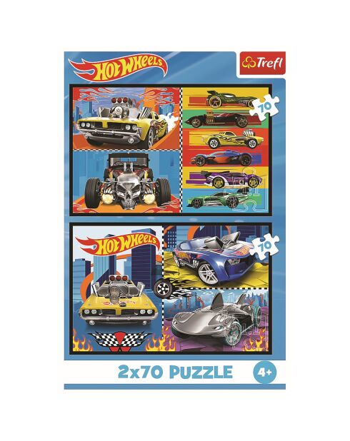 2 Puzzles Hot Wheels - 2x70 pièces - 4 ans et +