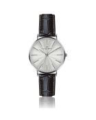 Montre Femme en Cuir effet croco noire