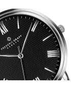 Montre Homme en Cuir effet croco bleue