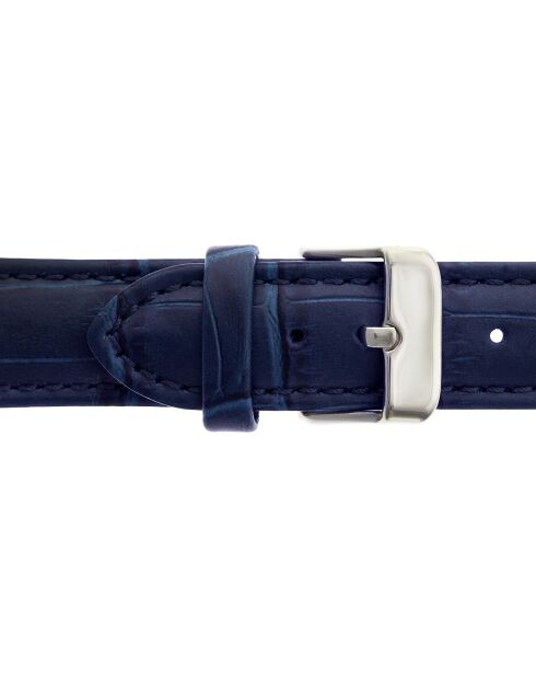 Montre Homme en Cuir effet croco bleue