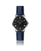 Montre Homme en Cuir effet croco bleue