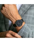 Montre Homme en Cuir effet croco noire