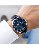 Montre Homme en Cuir effet croco noire