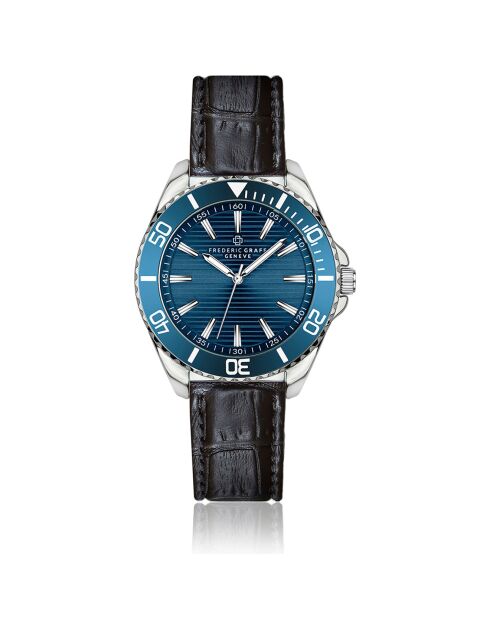 Montre Homme en Cuir effet croco noire