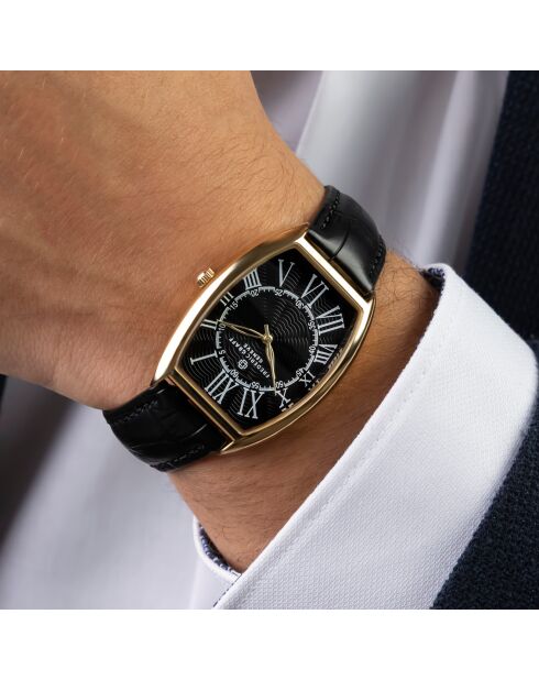 Montre Homme en Cuir effet croco noire