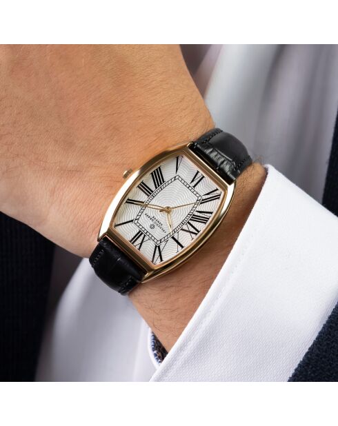 Montre Homme en Cuir effet croco noire