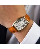 Montre Homme en Cuir effet croco marron