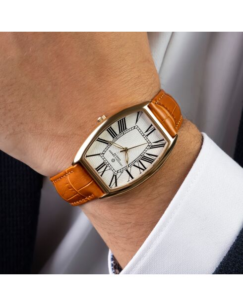 Montre Homme en Cuir effet croco marron