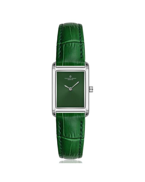 Montre Femme en Cuir effet croco verte