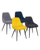 4 Chaises Olivia en velours jaune/gris clair/gris foncé/bleu - 47.5x54x79 cm