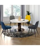 4 Chaises Olivia en velours jaune/gris clair/gris foncé/bleu - 47.5x54x79 cm