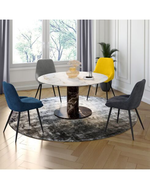 4 Chaises Olivia en velours jaune/gris clair/gris foncé/bleu - 47.5x54x79 cm