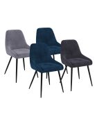 4 Chaises Olivia en velours gris foncé/gris clair/bleu - 47.5x54x79 cm