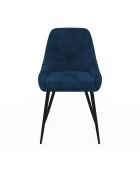 4 Chaises Olivia en velours gris foncé/gris clair/bleu - 47.5x54x79 cm