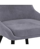 4 Chaises Olivia en velours gris foncé/gris clair/bleu - 47.5x54x79 cm