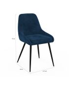 4 Chaises Olivia en velours gris foncé/gris clair/bleu - 47.5x54x79 cm