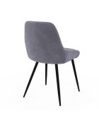 4 Chaises Olivia en velours gris foncé/gris clair/bleu - 47.5x54x79 cm