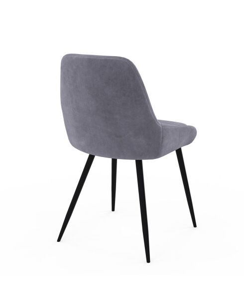 4 Chaises Olivia en velours gris foncé/gris clair/bleu - 47.5x54x79 cm