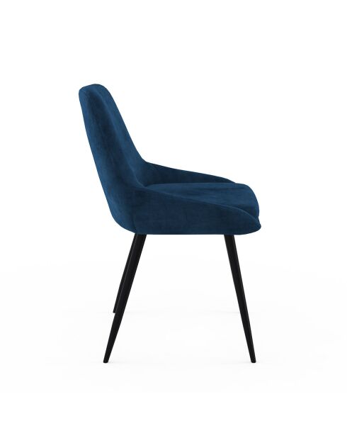 4 Chaises Olivia en velours gris foncé/gris clair/bleu - 47.5x54x79 cm