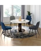 4 Chaises Olivia en velours gris foncé/gris clair/bleu - 47.5x54x79 cm