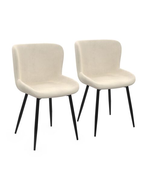 2 Chaises Taylor en velours crèmes - 50x52x79 cm