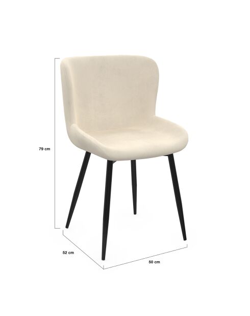 2 Chaises Taylor en velours crèmes - 50x52x79 cm