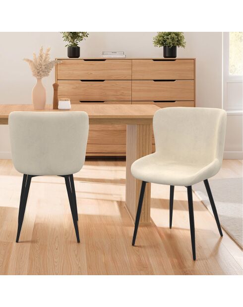 2 Chaises Taylor en velours crèmes - 50x52x79 cm